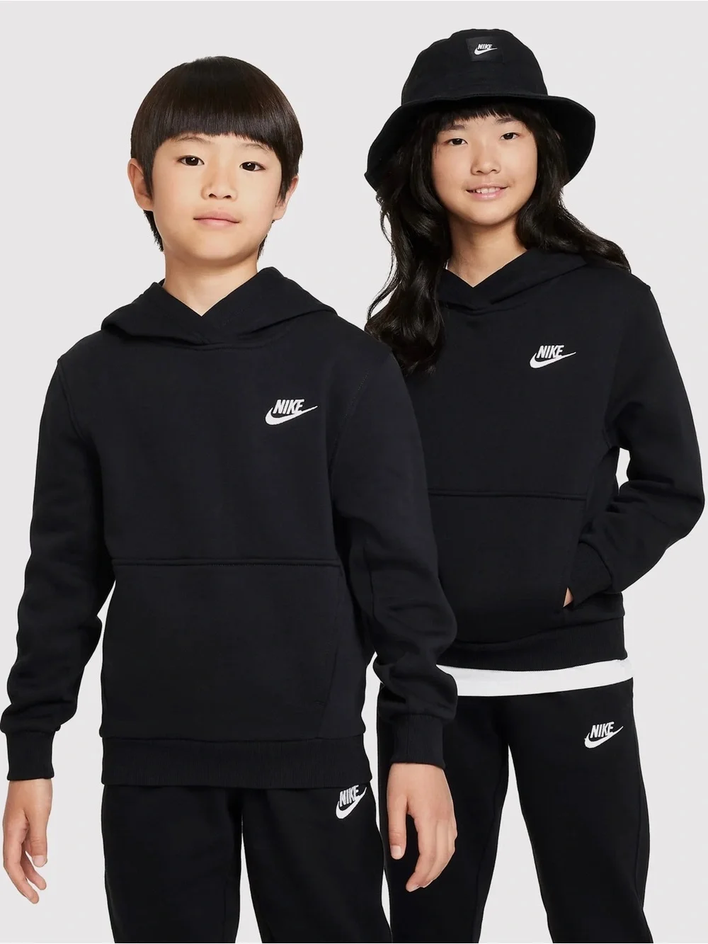 Nike Kids Black Hoodie with White Swoosh